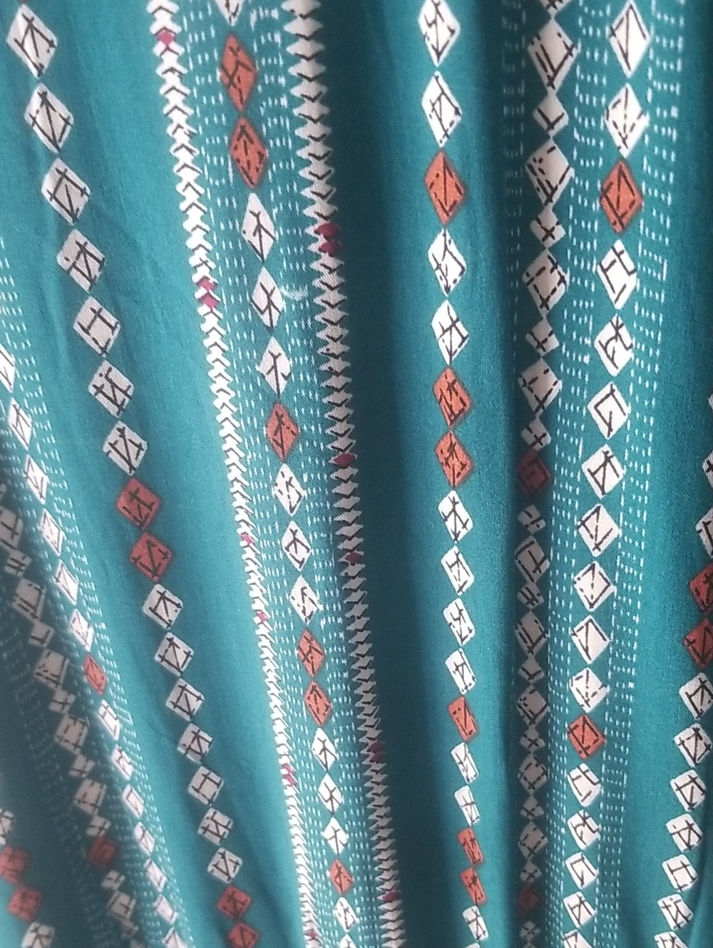 Teal Patterned Ruffle Sleeve Dress - Picture 10 of 11